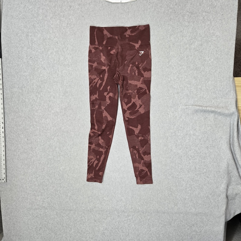 Gymshark Women‎ Activewear Pants S Maroon Camo Adapt Seamless Legging 23" B1AZK